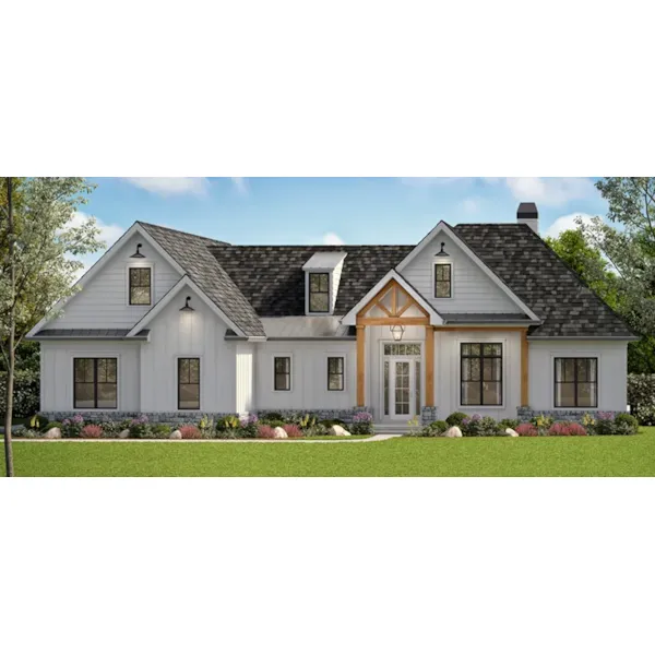 Ranch House Plan Front of Home - Toppell Modern Farmhouse 056D-0130 - Shop House Plans and More