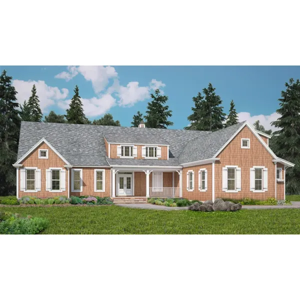 Mountain House Plan Front of Home - Sassafras Country Farmhouse 056D-0132 - Shop House Plans and More