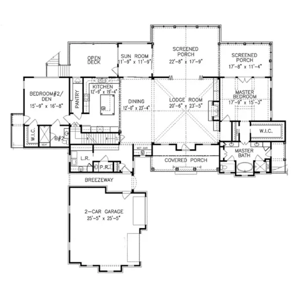 Arts & Crafts House Plan First Floor - Boyd Bay Luxury Home 056D-0135 - Shop House Plans and More