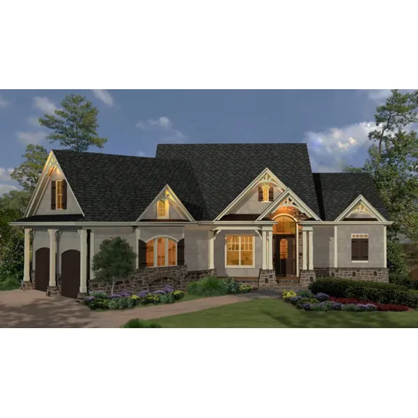 Country French House Plan Front of Home - Birdview Craftsman Home 056D-0136 - Shop House Plans and More