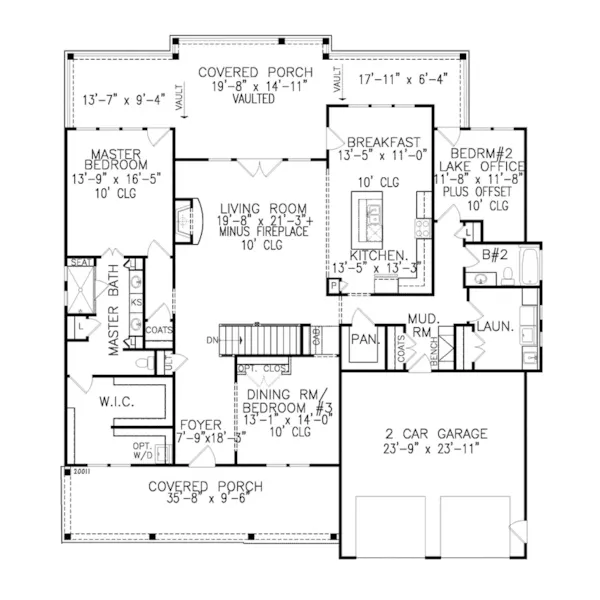 Florida House Plan First Floor - Bay View Modern Farmhouse 056D-0137 - Shop House Plans and More