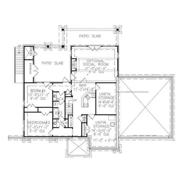 Mountain House Plan Lower Level Floor - 056D-0141 - Shop House Plans and More