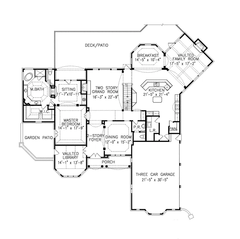 Shingle House Plan First Floor - 056S-0003 - Shop House Plans and More