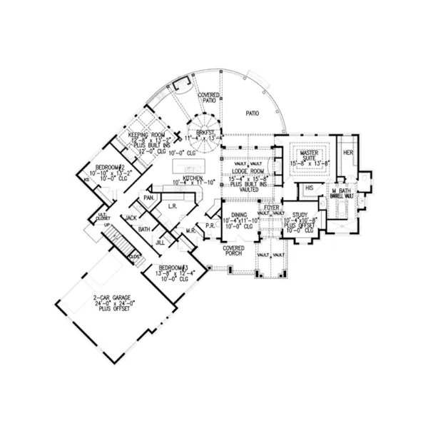 Country House Plan First Floor - Austin Hollow Craftsman Home 056S-0004 - Shop House Plans and More