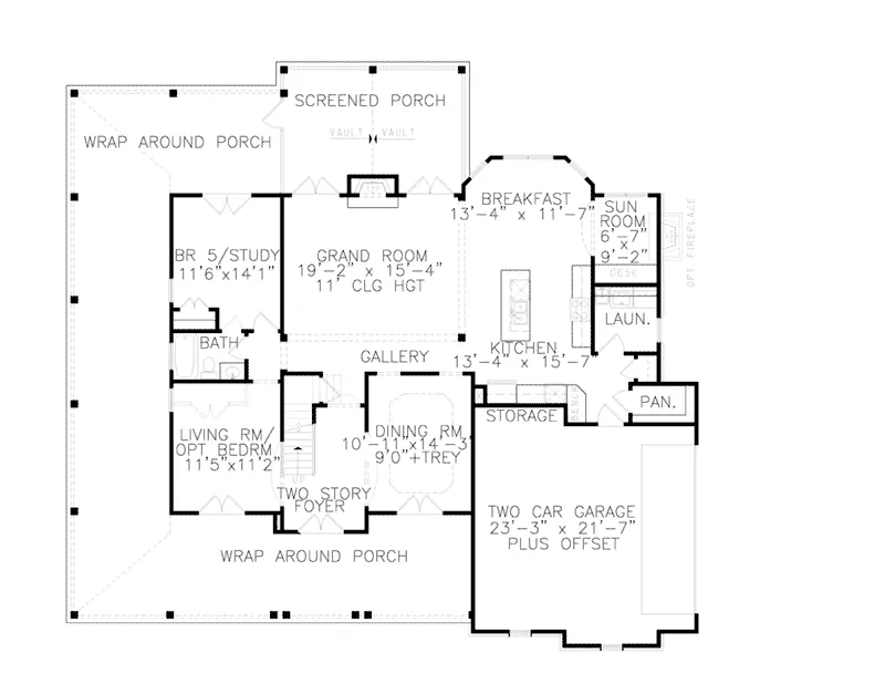 Modern Farmhouse Plan First Floor - Ava Bay Modern Farmhouse 056S-0005 - Shop House Plans and More