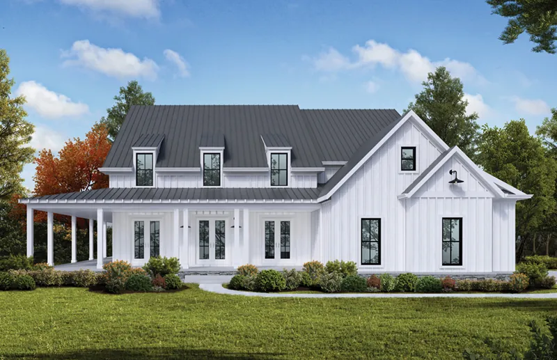 Farmhouse Plan Front of Home - Ava Bay Modern Farmhouse 056S-0005 - Shop House Plans and More