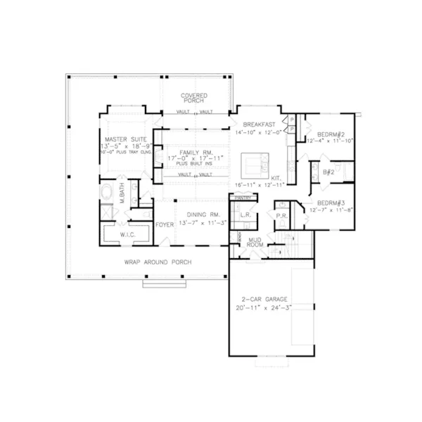 Florida House Plan First Floor - Hartle Modern Farmhouse 056S-0008 - Shop House Plans and More