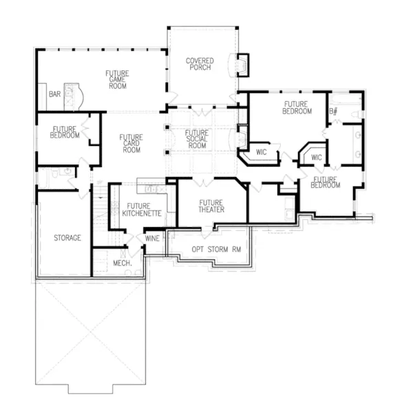 Craftsman House Plan Lower Level Floor - Massey Bay Craftsman Home 056S-0010 - Shop House Plans and More