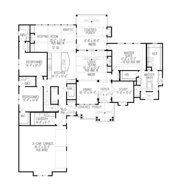 European House Plan First Floor - Persimmon Craftsman Home 056S-0011 - Shop House Plans and More