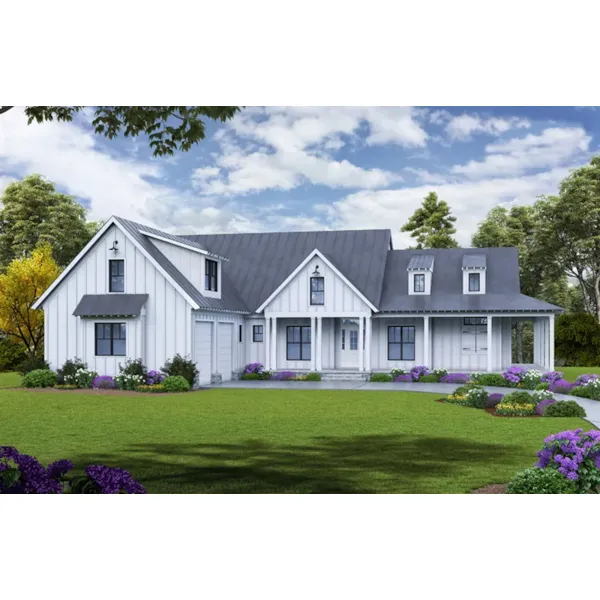 Farmhouse Plan Front of Home - Rollin Modern Farmhouse 056D-0012 - Shop House Plans and More