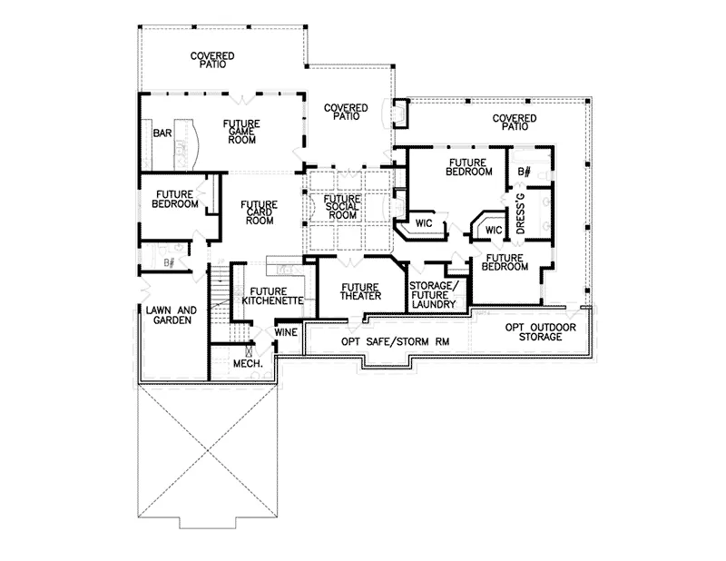 Florida House Plan Lower Level Floor - 056D-0012 - Shop House Plans and More