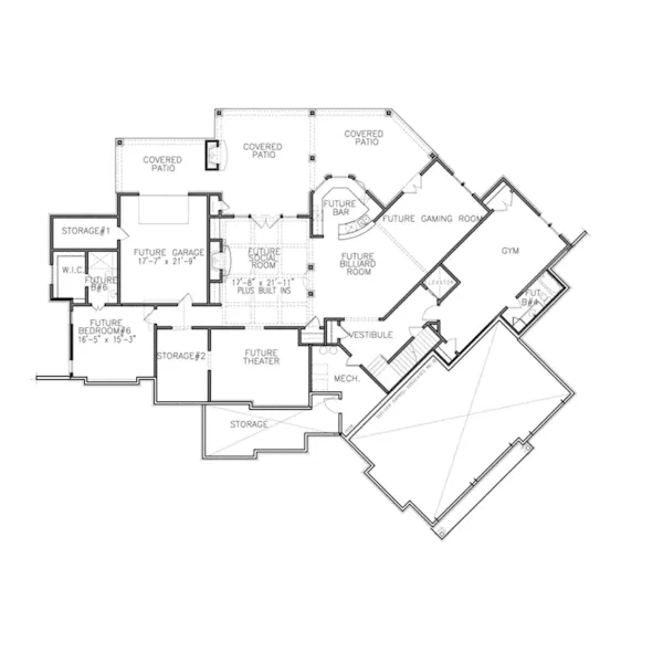 Ranch House Plan Basement Floor - Swan Lake Craftsman Home 056S-0013 - Shop House Plans and More