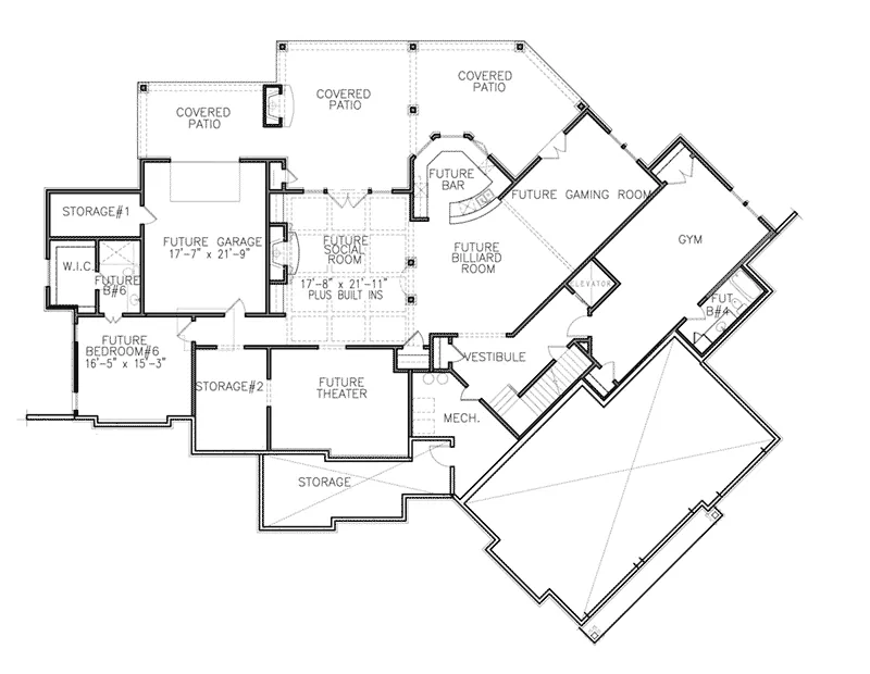 Country House Plan Lower Level Floor - 056S-0013 - Shop House Plans and More