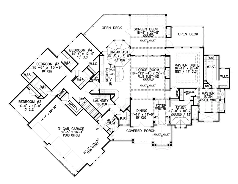 Country French House Plan First Floor - 056S-0014 - Shop House Plans and More