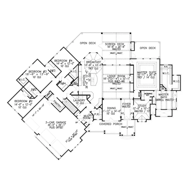 Country House Plan First Floor - Waycross Bay Craftsman Home 056S-0014 - Shop House Plans and More