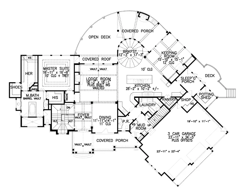 Lake House Plan First Floor - 056S-0015 - Shop House Plans and More