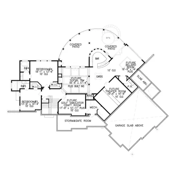 Mountain House Plan Lower Level Floor - Jensen Cove Craftsman Home 056S-0015 - Shop House Plans and More