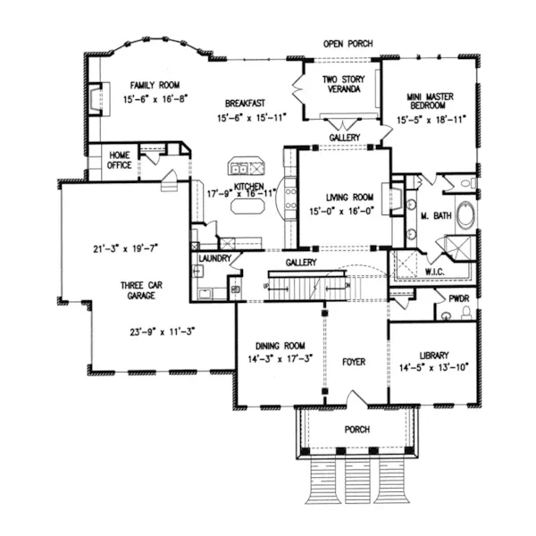 Cape Cod & New England House Plan First Floor - Jobson Luxury Georgian Home 056S-0016 - Shop House Plans and More