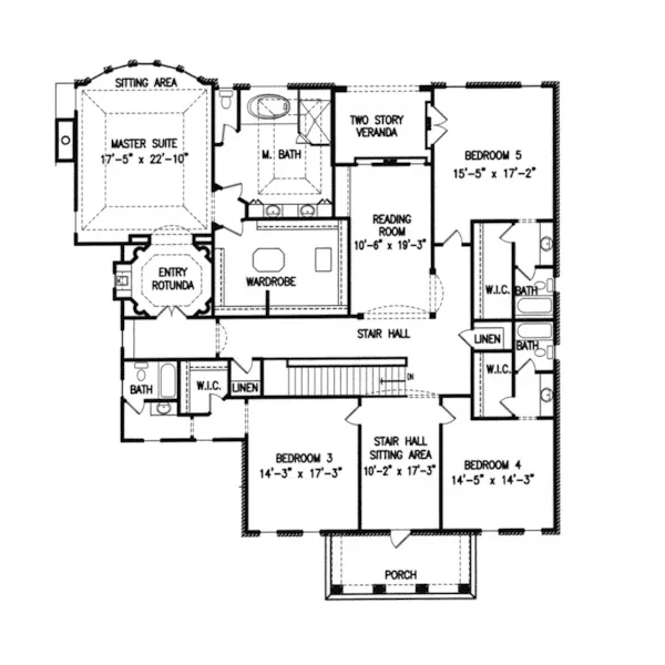 Cape Cod & New England House Plan Second Floor - Jobson Luxury Georgian Home 056S-0016 - Shop House Plans and More