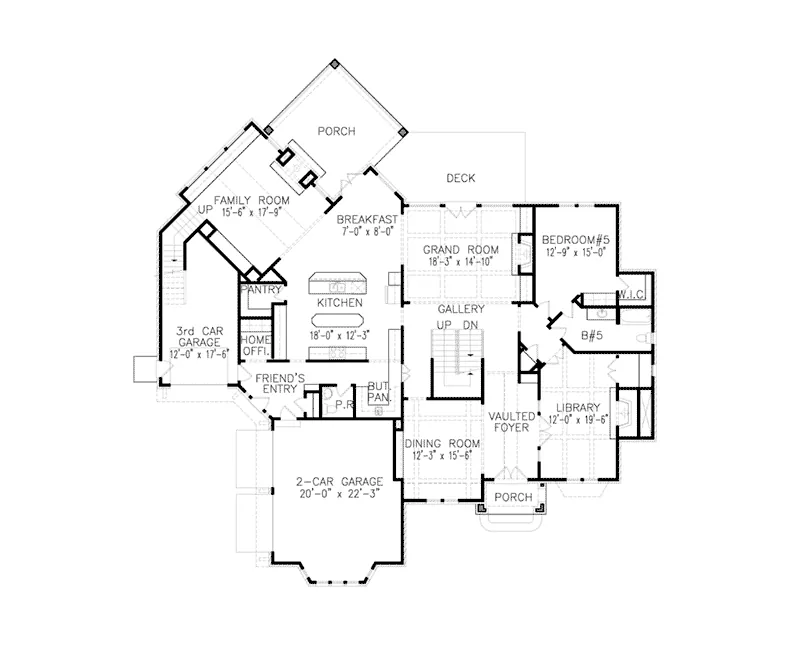 Tudor House Plan First Floor - 056S-0017 - Shop House Plans and More