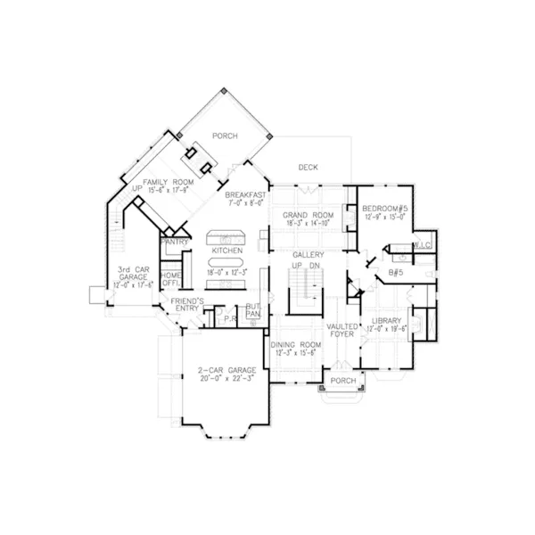 Luxury House Plan First Floor - Farr Oak European Home 056S-0017 - Shop House Plans and More