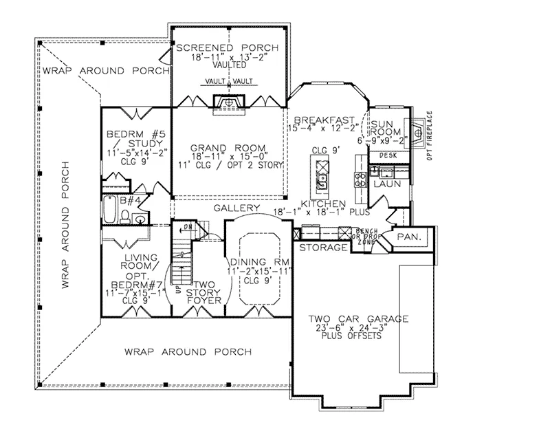 Lake House Plan First Floor - Mattox Hill Modern Farmhouse 056S-0021 - Shop House Plans and More