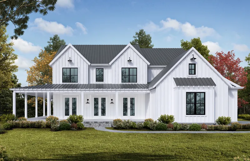 Lake House Plan Front of Home - Mattox Hill Modern Farmhouse 056S-0021 - Shop House Plans and More