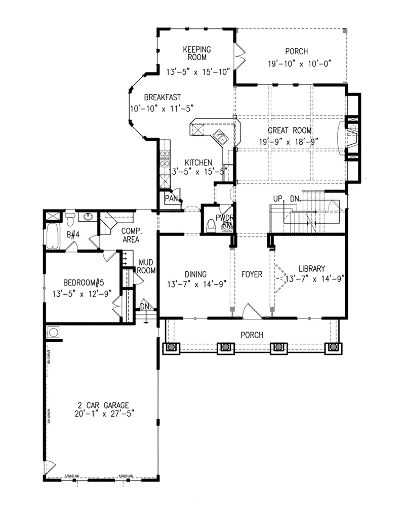 Shingle House Plan First Floor - 056S-0023 - Shop House Plans and More