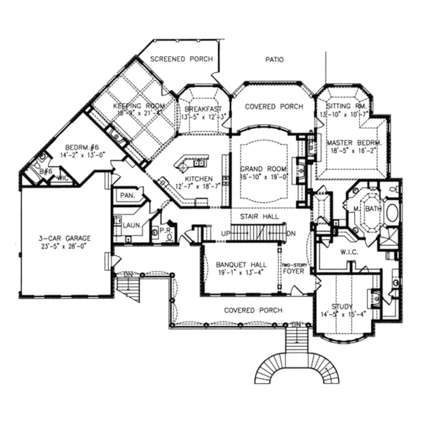 Country French House Plan First Floor - Ashland Hill Luxury Home 056S-0024 - Shop House Plans and More