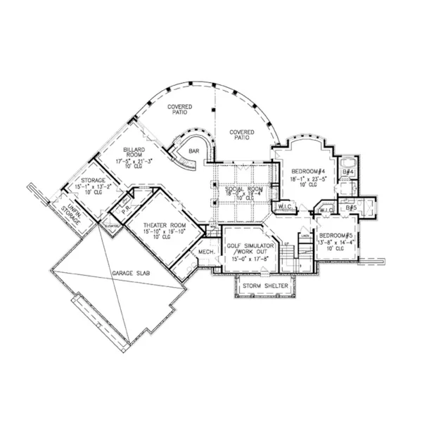 Colonial House Plan Lower Level Floor - Burke Terrace Luxury Home 056S-0027 - Shop House Plans and More