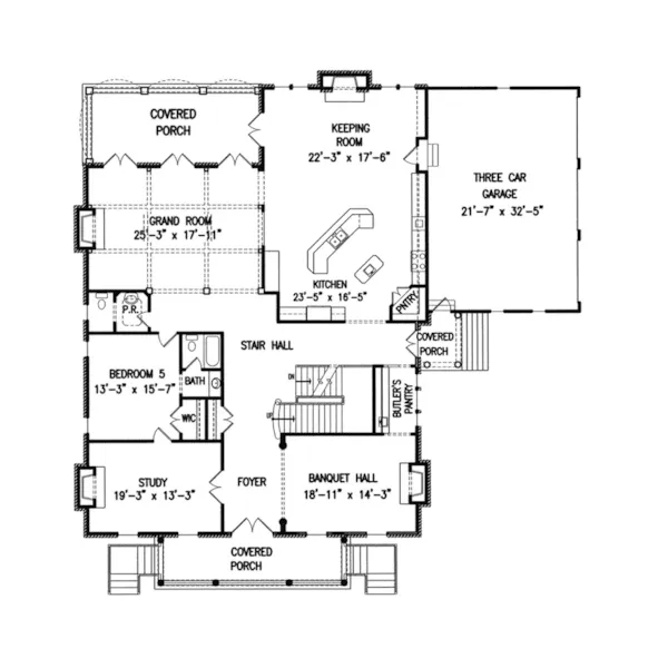 Traditional House Plan First Floor - Kelley Lane Luxury Home 056S-0031 - Shop House Plans and More