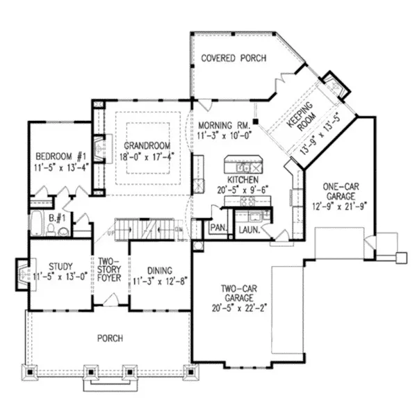 Shingle House Plan First Floor - Trammell Luxury Home 056S-0037 - Shop House Plans and More