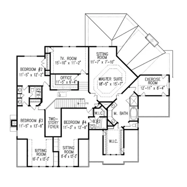 Shingle House Plan Second Floor - Trammell Luxury Home 056S-0037 - Shop House Plans and More