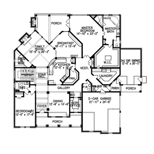 Country House Plan First Floor - York Cliff Luxury Home 056S-0039 - Shop House Plans and More