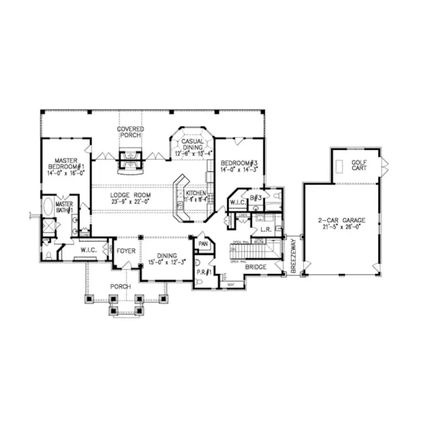 Shingle House Plan First Floor - Stauffer Run Craftsman Home 056S-0045 - Shop House Plans and More