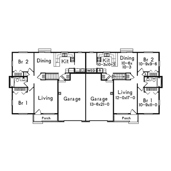 Country House Plan First Floor - Meadowlane Duplex Home 057D-0001 - Shop House Plans and More