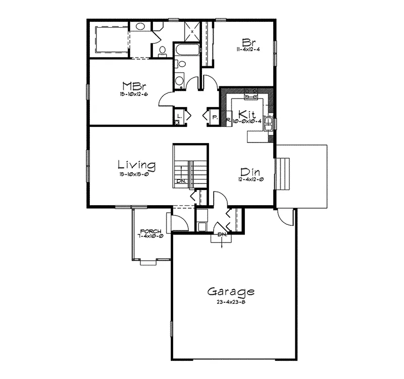 Ranch House Plan First Floor - Gordon Ranch Home 057D-0011 - Search House Plans and More