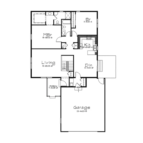 Ranch House Plan First Floor - Gordon Ranch Home 057D-0011 - Search House Plans and More