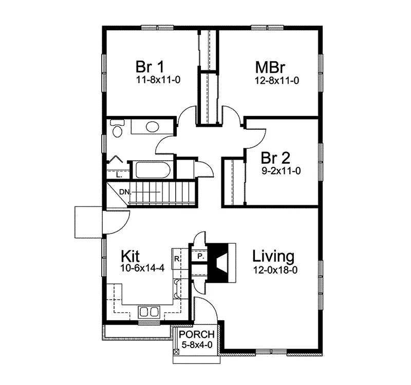 Ranch House Plan First Floor - Edison Park Narrow Lot Home 057D-0012 - Search House Plans and More