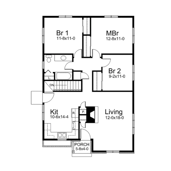 Traditional House Plan First Floor - Edison Park Narrow Lot Home 057D-0012 - Search House Plans and More