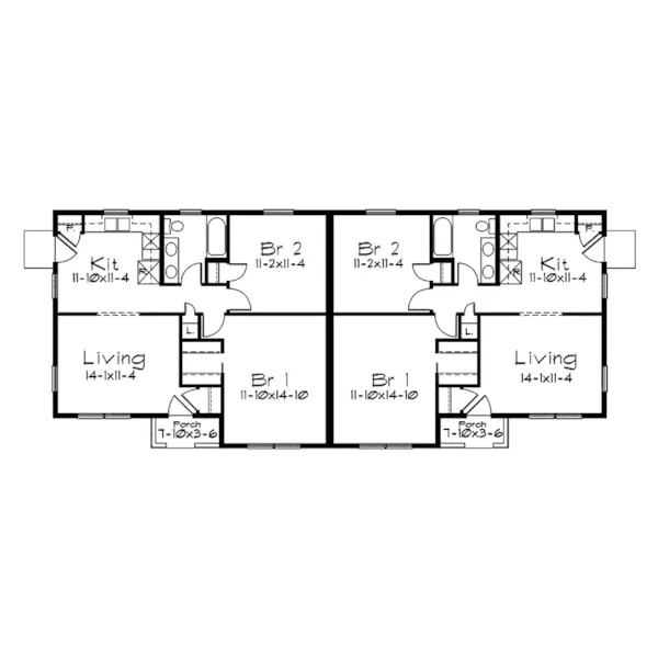 Ranch House Plan First Floor - Hickory Hill Ranch Duplex Home 057D-0015 - Search House Plans and More