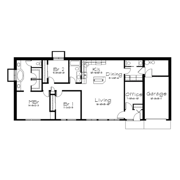 Berm House Plan First Floor - Grandale Berm Home 057D-0016 - Search House Plans and More