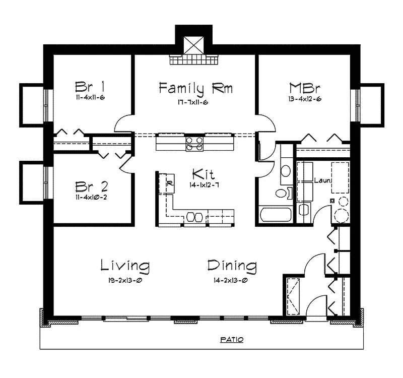 Sunbelt House Plan First Floor - Rockspring Hill Berm Home 057D-0017 - Shop House Plans and More