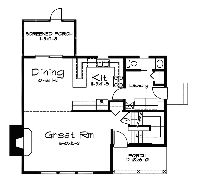 Saltbox House Plan First Floor - Waterview Vacation Home 057D-0022 - Shop House Plans and More