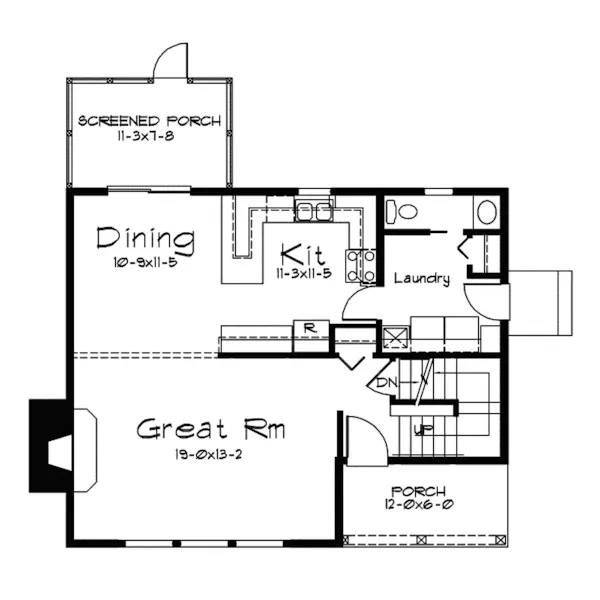 Cabin & Cottage House Plan First Floor - Waterview Vacation Home 057D-0022 - Shop House Plans and More