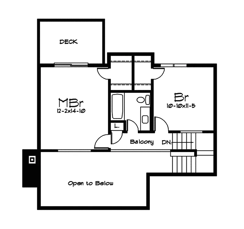 Saltbox House Plan Second Floor - Waterview Vacation Home 057D-0022 - Shop House Plans and More