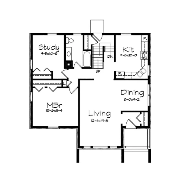 Cabin & Cottage House Plan First Floor - Canterwick Narrow Lot Home 057D-0023 - Search House Plans and More