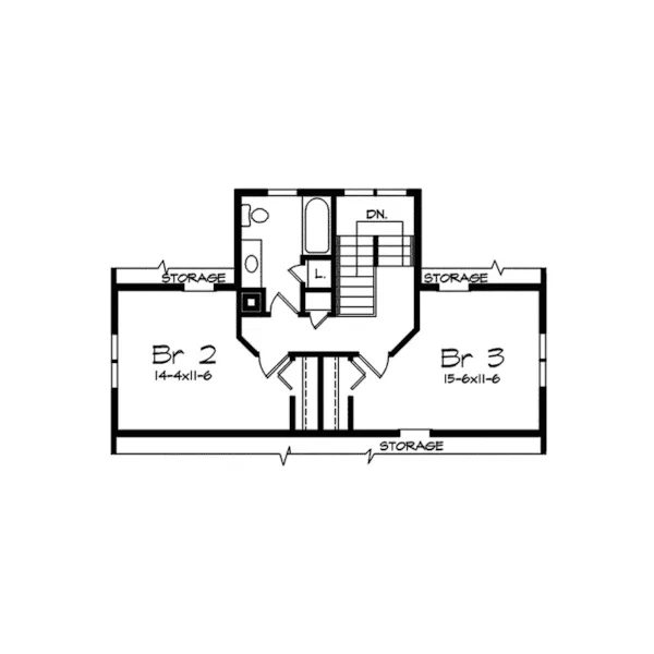 Cabin & Cottage House Plan Second Floor - Canterwick Narrow Lot Home 057D-0023 - Search House Plans and More