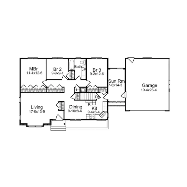 Cape Cod & New England House Plan First Floor - Mineo Ferry New England Home 057D-0026 - Shop House Plans and More