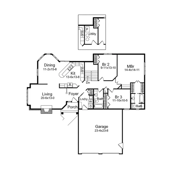 Craftsman House Plan First Floor - Lookout Trail Rustic Home 057D-0029 - Shop House Plans and More